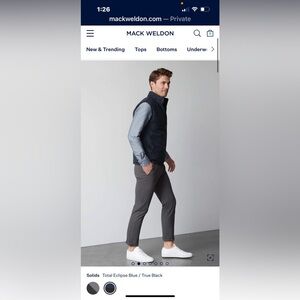 Mack Weldon Reversible Vest Black Quilted / Blue Mens XXL 50” Polyester MINT